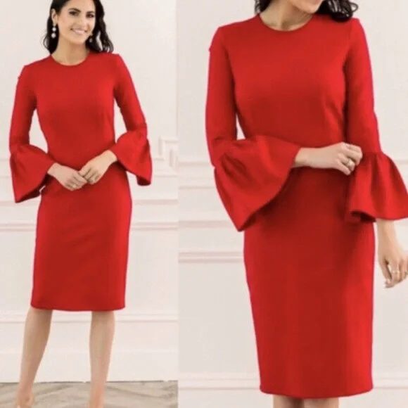 Rachel Parcell red bell sleeve dress size small - Picture 2 of 4